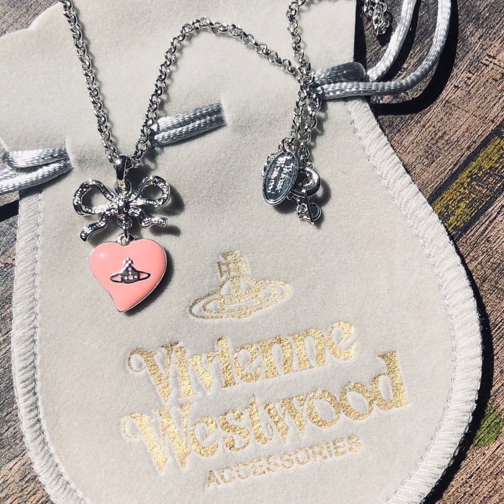 Rare vivienne Westwood pink heart logo necklace
